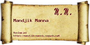 Mandjik Manna névjegykártya